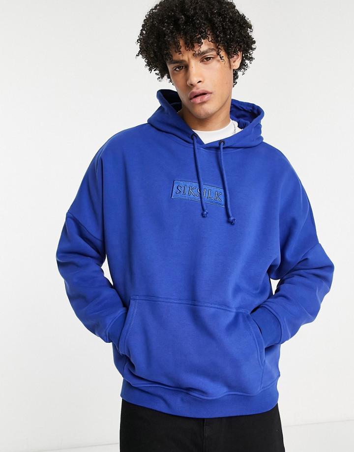 Siksilk Oversized Hoodie In Blue With Logo Badge