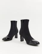 Bershka Patent Toe Slim Heel Boot - Black