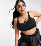 River Island Active Plus Mesh Mix Sports Crop Top In Black