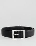 Asos Smart Slim Belt In Black Pu With Box Buckle - Black