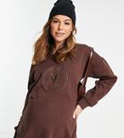 Missguided Maternity Embroidered Sweatshirt In Chocolate-brown