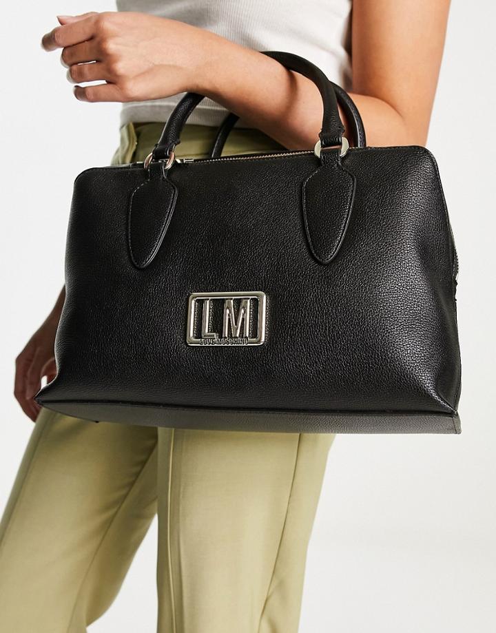 Love Moschino Top Handle Grab Bag In Black