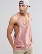 Asos Vest With Exreme Dropped Armhole And Racer Back In Pink - Pink
