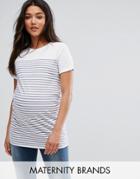 New Look Maternity Stripe Yoke T-shirt - Blue
