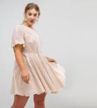 Asos Curve Gold Sparkle Skater Mini Dress - Beige