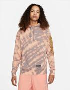 Nike Archaeo Swoosh Pack Graphic All Over Print Hoodie In Dusty Brown