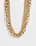 Topshop 3 X Multipack Choker Chain Necklaces In Gold
