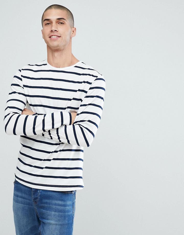 Another Influence Wide Stripe Breton Long Sleeve Top - Navy