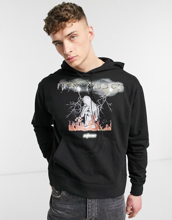 Night Addict Inferno Hoodie In Black