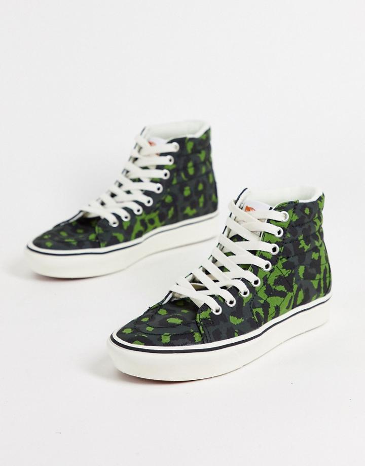 Vans Comfycush Sk8-hi Leopard Sneakers In Green