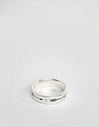 Icon Brand Premium Band Ring With Engraved Arrow In Antique Silver - Silver