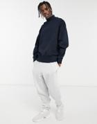 Asos Design Heavyweight Oversize High Neck Sweatshirt In Dark Navy