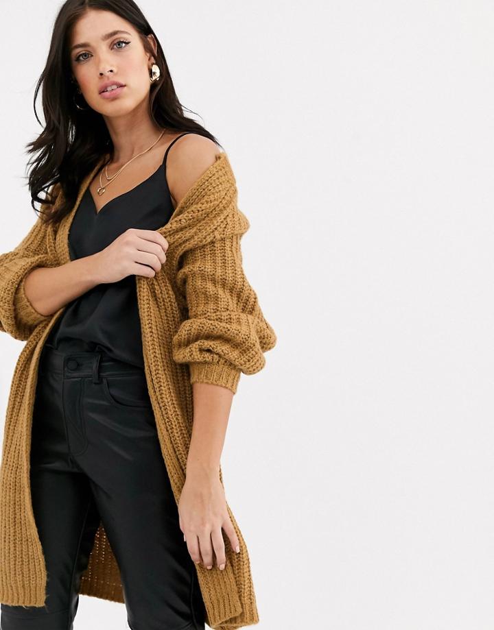 Vero Moda Chunky Balloon Sleeve Cardigan-brown