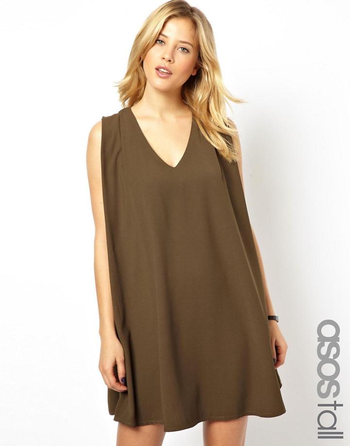 Asos V-neck Shift Dress - Black