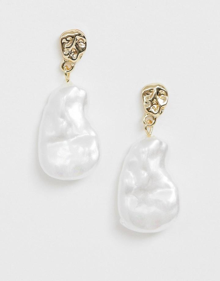 Pieces Abstract Pearlised Earrings - Gold