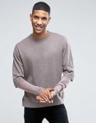 Asos Cotton Sweater With Double Layer Sleeve - Brown