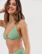 Rhythm Palm Springs Crop Bikini Top In Textured Khaki - Green