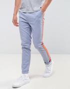 Asos Skinny Chino With Contrast Side Stripe In Blue - Blue