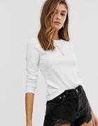 Asos Design Ultimate Organic Cotton Long Sleeve T-shirt With Crew Neck In White - White