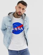 Asos Design Denim Jacket With Jersey Hood In Light Wash - Blue