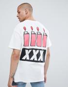 New Love Club Flame Back Print T-shirt - White