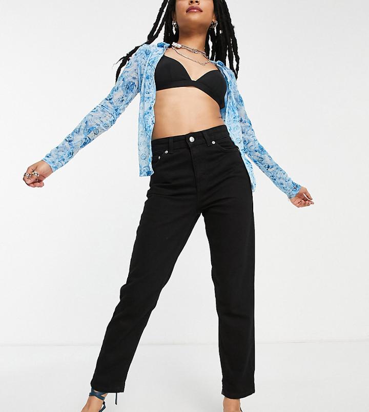 Topshop Petite Mom Jean In Black