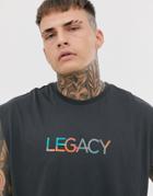 Asos Design Oversized Sleeveless T-shirt With Legacy Chest Print - Black