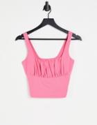 Asos Design Hourglass Ruched Bust Cami In Pink