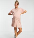 Pieces Maternity Mini T-shirt Dress In Pink