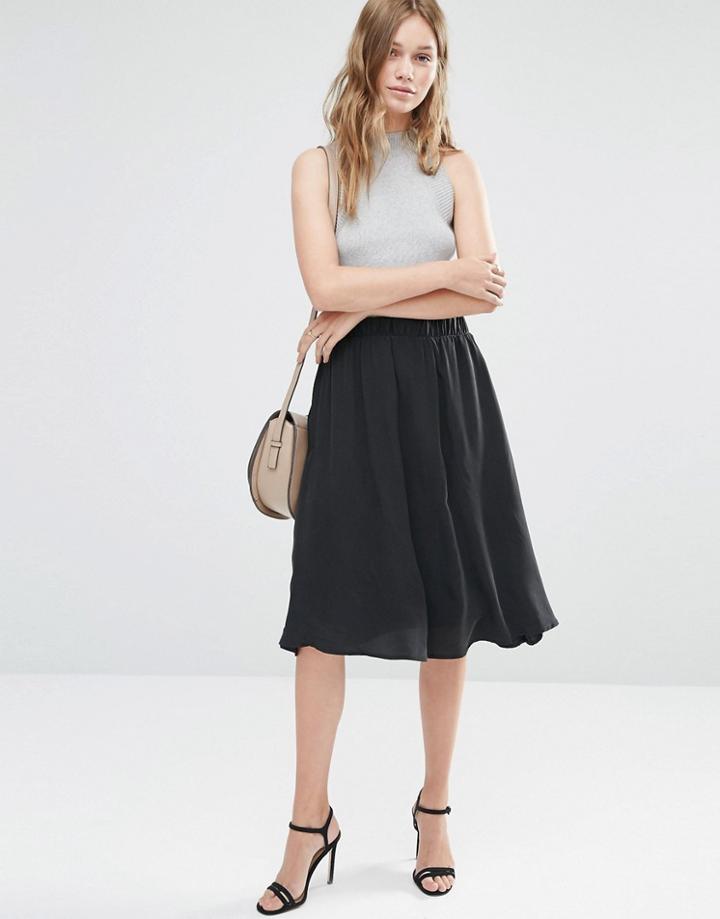 Gestuz Cassie Silk Skater Skirt - Black