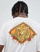 Asos Design Relaxed T-shirt With Tiger Back Print - Beige