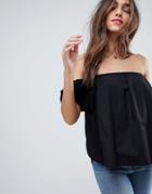 Asos Cotton Off Shoulder Top - Black