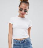 Asos Design Petite Slim Fit Rib T-shirt In White - White