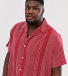 Asos Design Plus Oversized Red Shirt With Stitch Texture Detail - Red