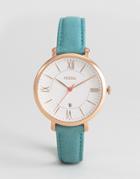 Fossil Teal Leather Jacqueline Watch - Gold