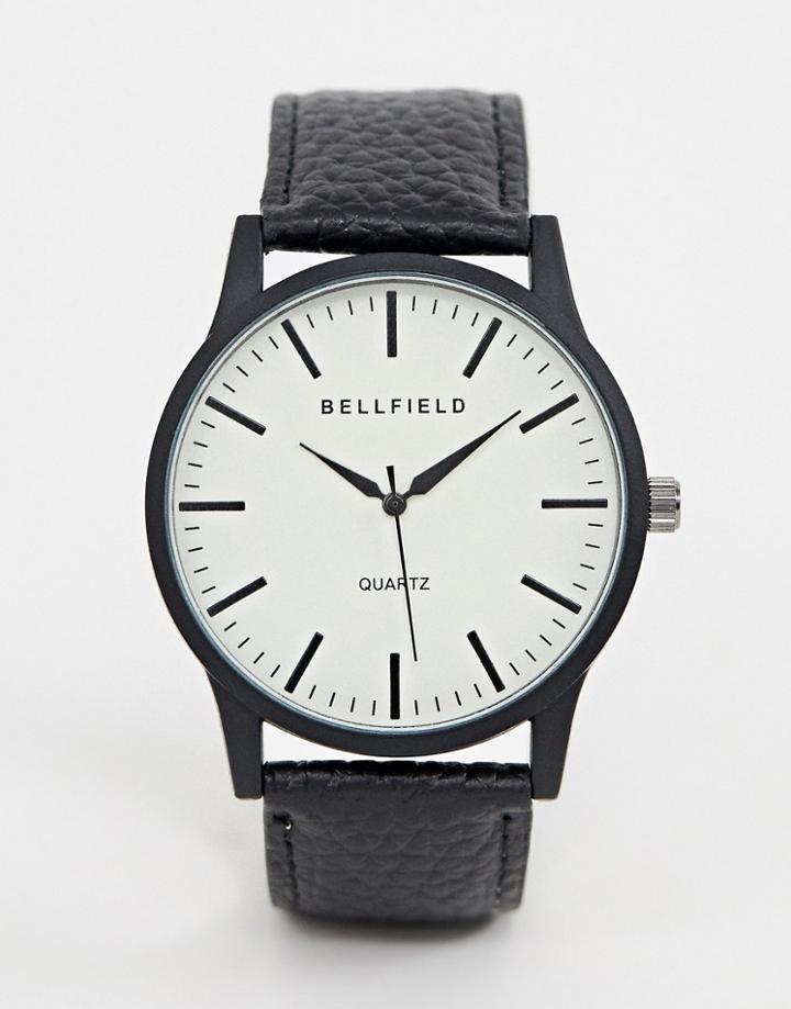 Bellfield Mens Cream Dial Watch With Black Strap - Black