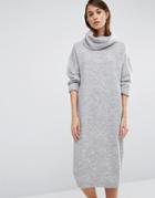 Selected Livana Knitted Dress With Roll Neck Detail - Gray