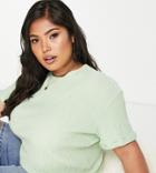 Vero Moda Curve Textured T-shirt In Green