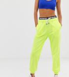 Crooked Tongues Jogger With Double Waistband Detail In Neon - Green
