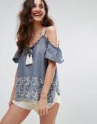 Abercrombie & Fitch Cold Shoulder Flutter Sleeve Top - Multi