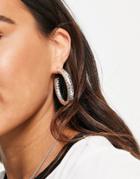 Pieces Chunky Textured Hoop Earrings In Silver-gold