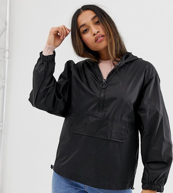 Asos Design Petite Over The Head Rain Jacket-black