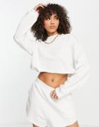 Asos Design Tracksuit Cropped Sweatshirt / Hot Pant Sweat Short In White