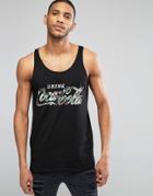 Asos Relaxed Vest With Floral Coca-cola Print - Black