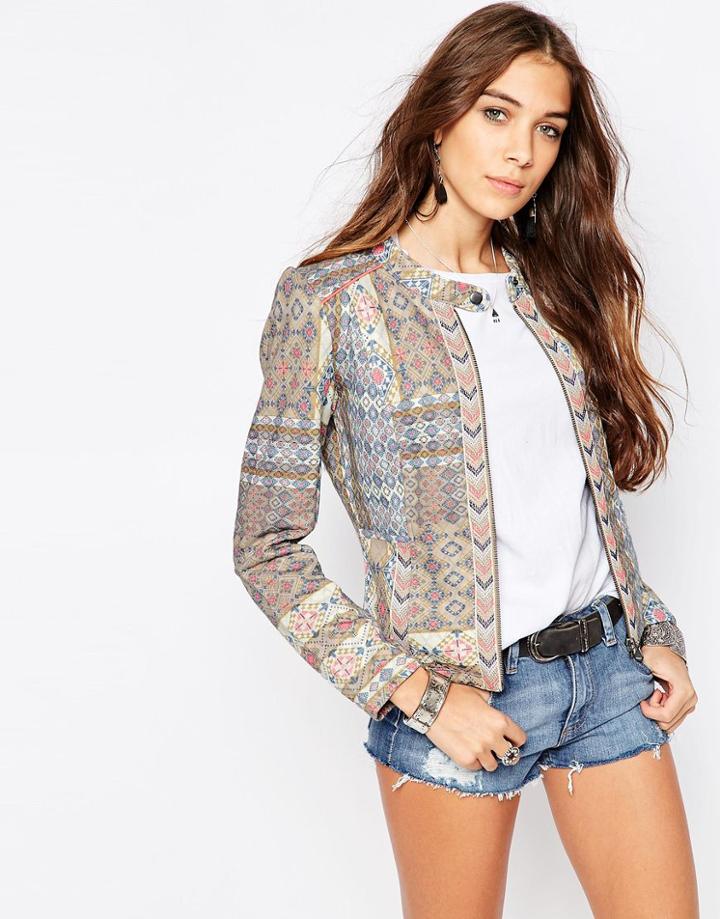 Only Mixed Print Statement Jacket - Bone White