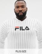 Fila Plus Black Line Mario Striped Long Sleeve T-shirt With Hood In White