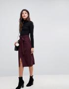 Asos Tailored Pencil Skirt With Obi Tie - Red