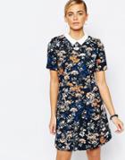 Oasis Floral Collar Shift Dress - Multi