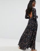 Liquorish Backless Maxi Dress In Floral Print - Multi