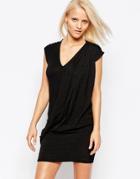Religion Pop V Neck Body-conscious Dress - Jet Black